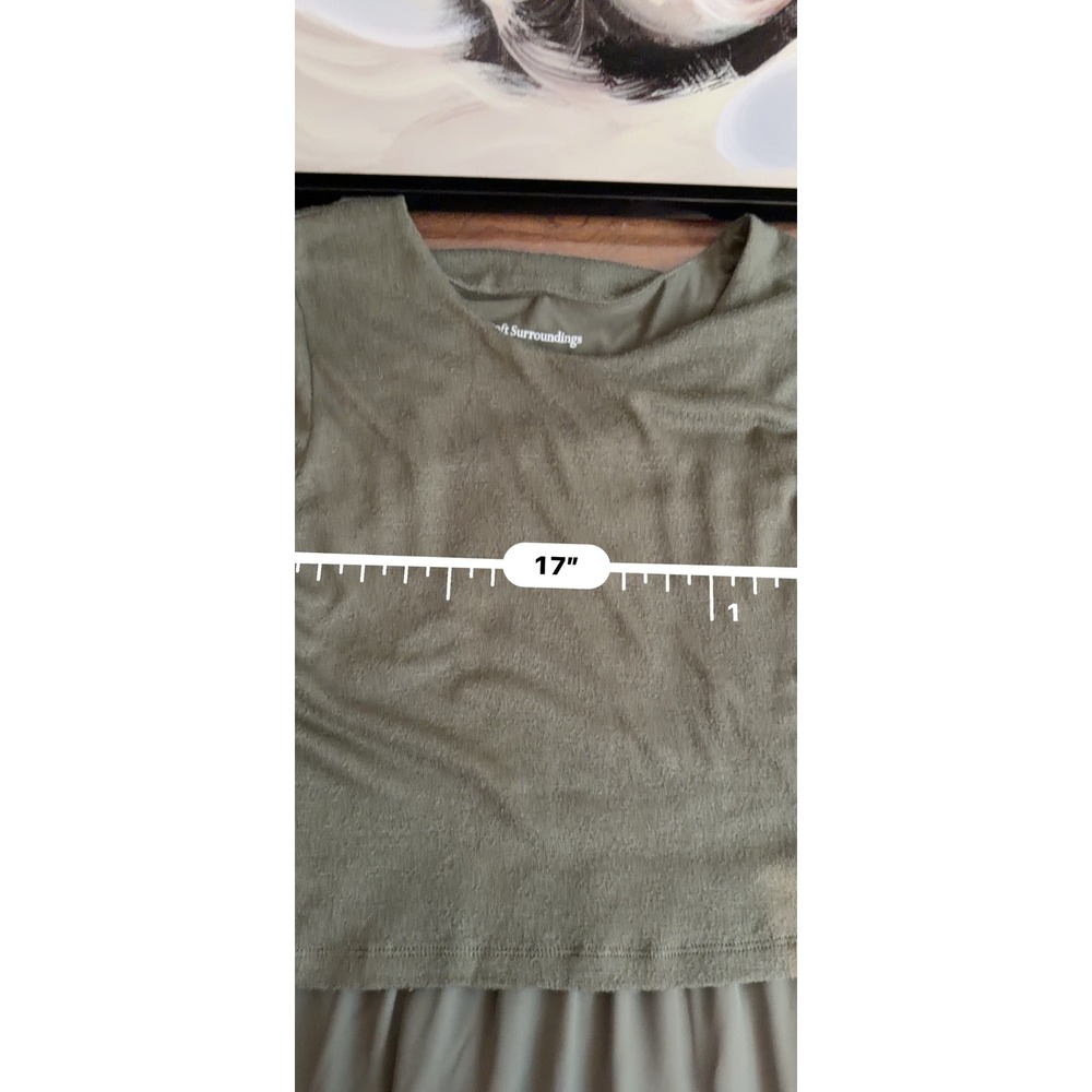 Soft Surroundings Olive Green Layered Maxi Dress Medium Boho Long Sleeve Stretch - Picture 5 of 8